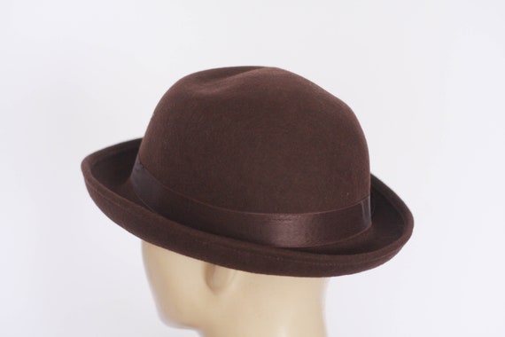 Brown Vintage wool hat Womens fedora Size small h… - image 2
