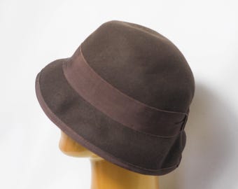 Bruine vintage wollen hoed Fedora dameshoed maat medium Wollen muts Warme muts Winterhoed Casual fedora Wollen fedora dameshoed retrohoed