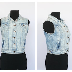 Vintage Italian denim vest Womens vest Blue vest 90s denim Jeans vest Cotton vest vintage waistcoat Size Sleeveless top Jean jacket