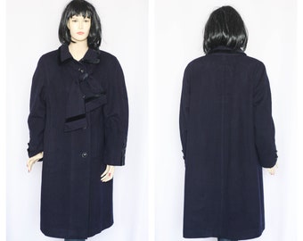 Dark blue Wool vintage coat Winter coat Felt coat Warm coat Retro coat Women coat Overcoat Outwear coat Cashmere coat Long coat