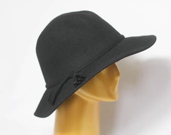 Vintage wool hat Womens fedora One size Retro cap Black hat Wool hat Warm hat Winter hat Casual fedora Wool fedora Ladies hat Retro hat