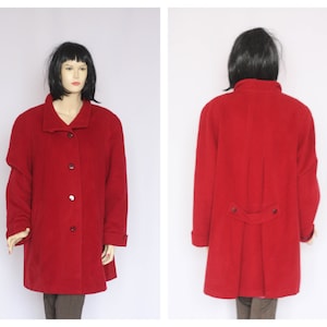 Oversized coat Loose coat Wool coat Size XL Winter overcoat Warm coat Womens coat Womens outerwear Retro coat Wool coat Red coat