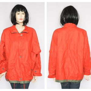 Lightweight orange jacket Vintage windbreaker Sport jacket Autumn coat raincoat Sport wear Spring clothing Womens jacket 90s jacket