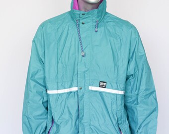 Survêtement Vintage Prince Tennis - Veste Et Pantalon - Bleu/vert Avec Capuche - Années 90 - Taille M/L