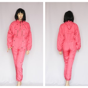 Vintage pink suit Ski siut Womens suit Snow suit Winter jumpsuit Ladies winterwear Skiing suit Warm suit Snow suit Retro suit Size XS