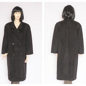 Cashmere Wool vintage coat Winter coat Long coat Warm coat Retro coat Women coat Overcoat Outwear coat Black wool coat Gothic coat