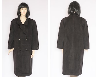 Abrigo vintage de lana de cachemira Abrigo de invierno Abrigo largo Abrigo cálido Abrigo retro Abrigo de mujer Abrigo exterior Abrigo de lana negro Abrigo gótico