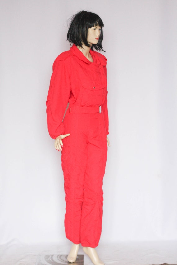 Red 80s  ski suit Size medium vintage ski suit Wo… - image 5