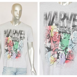 T-shirt vintage Marvel T-shirt da uomo T-shirt grigia T-shirt da cartone animato maglietta anni '90 Avengers Taglia grande Stampa supereroe Hulk Iron man Capitan america