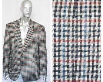 Checkered blazer Wool blazer Mens blazer Vintage blazer Suit jacket Warm coat Spring jacket Gray blazer Retro blazer Tweed blazer Plaid coat