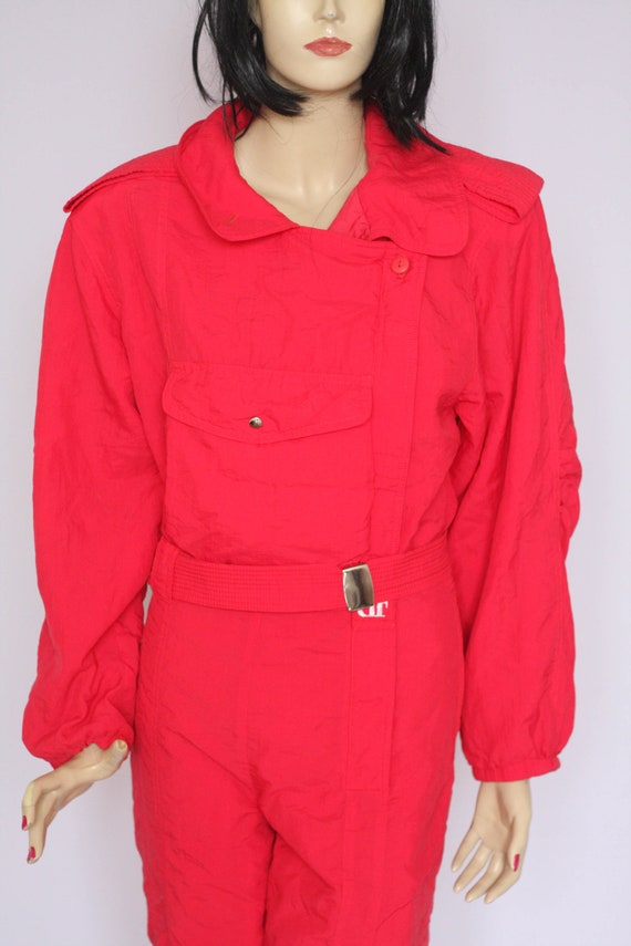 Red 80s  ski suit Size medium vintage ski suit Wo… - image 3