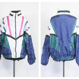 Chaqueta colorida Chaqueta deportiva Cortavientos de mujer Cortavientos vintage Ropa de los 90 Chaqueta retro Chubasquero Chaqueta casual de moda Schell