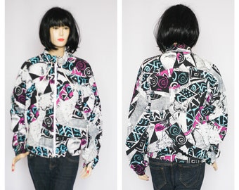 Vintage colorful jacket Sports jacket Womens windbreaker Vintage windbreaker 90s clothes Retro jacket Raincoat Casual jacket fashion