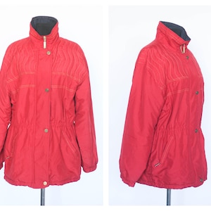 Vintage oversized Colorful winter coat Warm jacket Women jacket ski jacket Snow jacket Size large Winter pullover overcoat Ski clothing