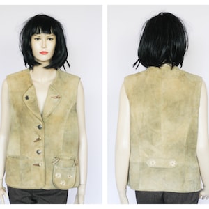 Vintage national vest Leather vest German vest Alpine vest Oktoberfest clothing Womens vest Austria clothes Bavarian vest  Suede vest
