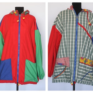 Two side parka Vintage parka Oversized coat Loose jacket Winter jacket Patckwork clothing Womens jacket 90s jacket Hooded coat Long coat