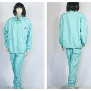 Vintage turkoois trainingspak Dames sportpak Mint pak dames windjack trainingsjack broek sportkleding jaren 90 sportpak trainingsjack