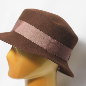 Brown Vintage wool hat Womens fedora Size medium hat Wool hat Warm hat Winter hat Casual fedora Wool fedora Ladies hat Retro hat