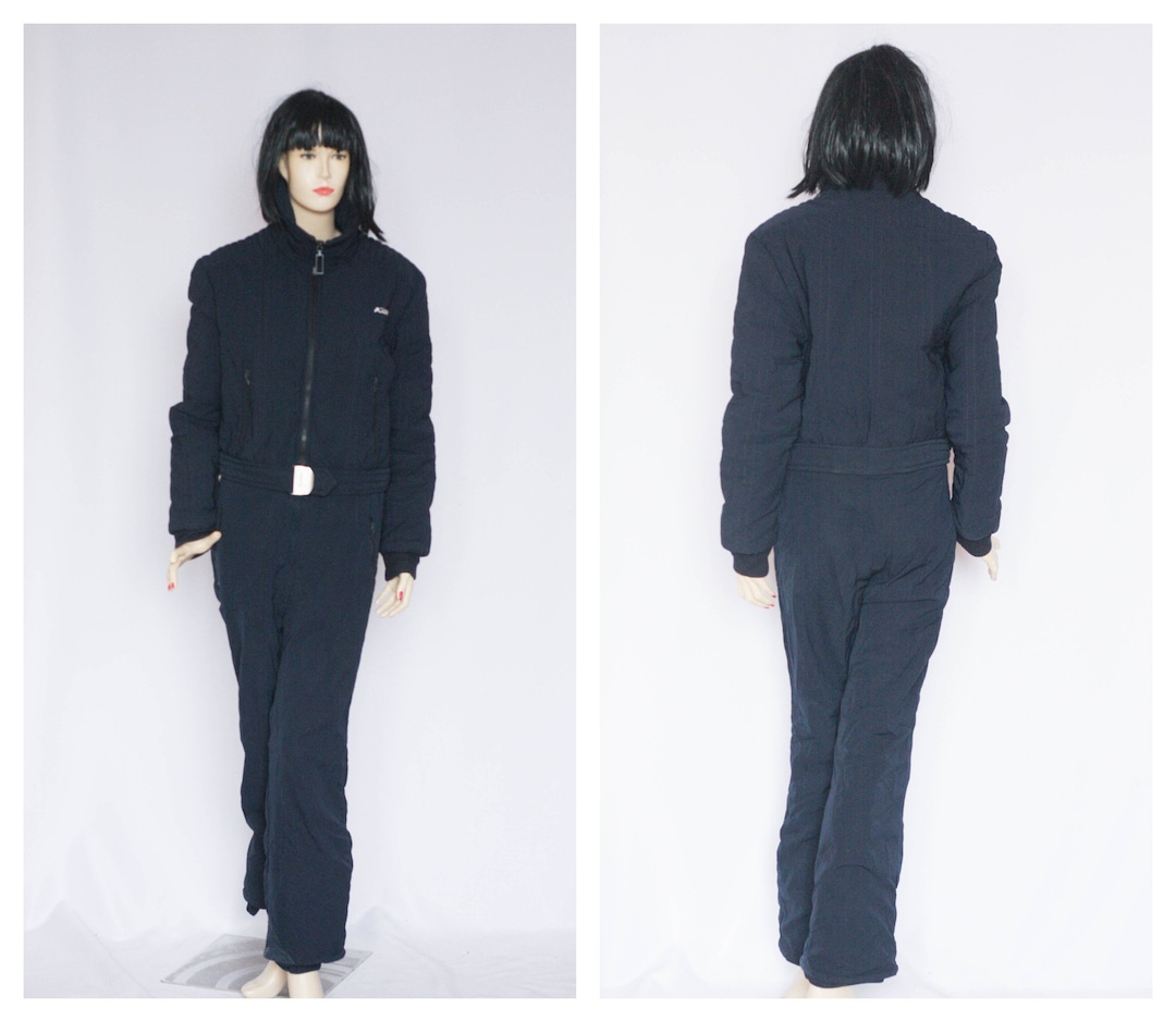 Vintage Black Two Piece Ski Suit Womens Ski Wear Retro Jumpsuit Winter
