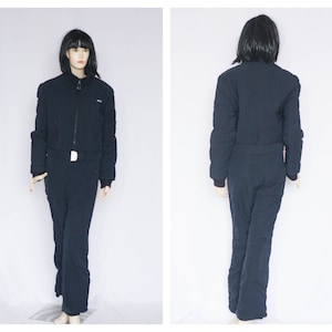 Vintage black Two piece ski suit Womens ski wear Retro jumpsuit Winter Skiing suit Warm suit Ski overal Snowboarding suit Flowers suit
