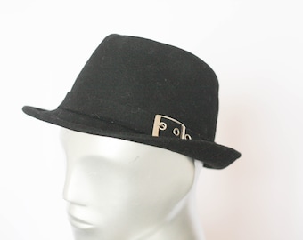 Unisex Klassieke fedora Hoed Heren hoed Womens hat Zwart fedora Unisex fedora Maat medium Mens fedora Vintage hoed Zwarte hoed