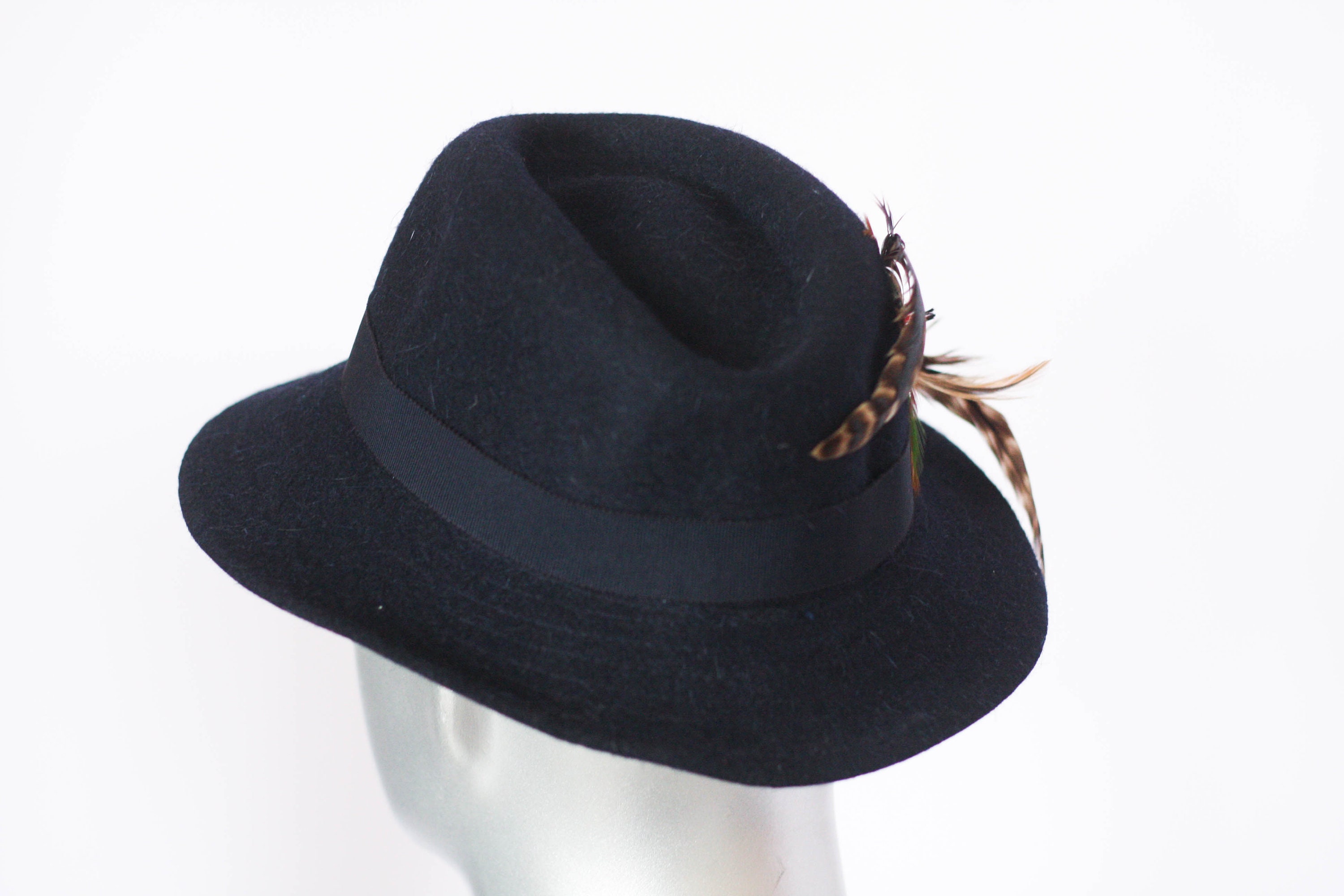 Oktoberfest Bavarian Red Felt Fedora Hat With Feather – Unisex German Alpine Hat, Size 6 3/4-6 7/8 - View #11