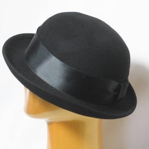 Vintage wool hat Womens fedora Size small Black hat Wool hat Warm hat Winter hat Casual fedora Wool fedora Ladies hat Retro hat Wide brim