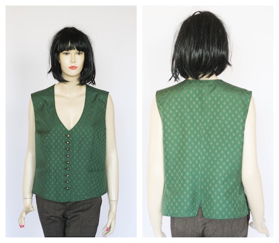Gilet alpin traditionnel Gilet vert Gilet bavarois Gilet allemand Gilet Octoberfest Gilet femme Taille XL Gilet de fete Etsy France