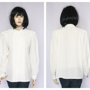 Victorian blouse Cotton blouse Secretary blouse embroided blouse Ivory blouse Beige shirt Edwardian top Womens blouse Elegant Office blouse