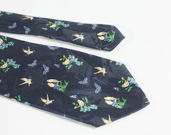 Bird & Insect tie Butterfly tie  Novelty tie Nature tie Bug print Tie for man Bug necktie Entomology gift