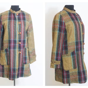 Vintage plaid coat Wool coat Size Winter coat Winter overcoat Warm coat Checkered Coat Womens coat Womens jacket Retro coat Tartan