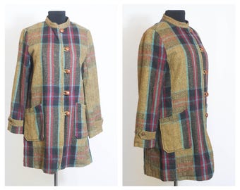 Vintage plaid coat Wool coat Size Winter coat Winter overcoat Warm coat Checkered Coat Womens coat Womens jacket Retro coat Tartan