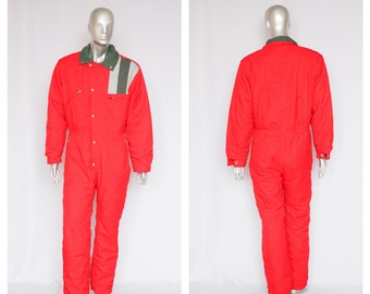 Red snow suit Vintage ski suit Retro ski suit Mens ski suit One piese suit 80s ski suit Sportswear Winter sports Snow suit Skiing suit