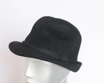 Unisex Classic fedora Hoed Heren hoed Dames hoed Zwart fedora Unisex fedora Maat medium Mens fedora Vintage hoed Zwarte hoed