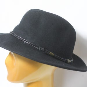 Vintage wool hat Womens fedora Size large Black hat Wool hat Warm hat Winter hat Casual fedora Wool fedora Ladies hat Retro hat Wide brim