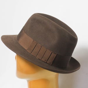 Brown Vintage wool hat Womens fedora Size medium hat Wool hat Warm hat Winter hat Casual fedora Wool fedora Ladies hat Retro hat