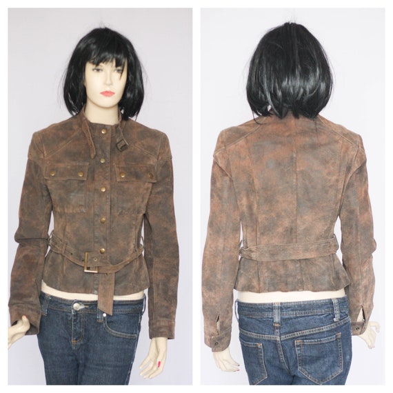 Vintage brown leather jacket Sexy jacket Biker ja… - image 1