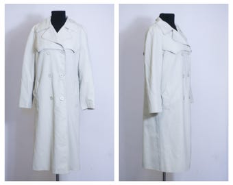 Vintage fitted trench Womens trench Spring coat Size medium Fabric coat Cotton coat Casual coat Long coat Autumn coat Loose Lightweight