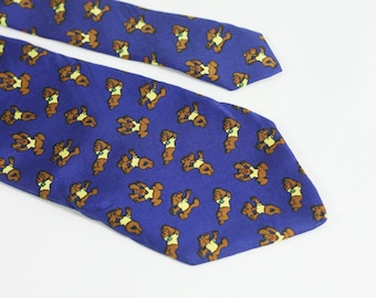 Funny cartoon dog tie Silk tie pet lover gift Dog tie Italian Tie Collectible tie Novelty tie Dog necktie Vintage tie Mens necktie Animal