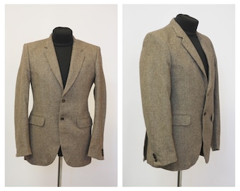 Blazer grigio vintage da uomo Blazer di lana Blazer scozzese Blazer elegante Giacca di lana Blazer casual Blazer marrone Blazer in tweed Abbigliamento da uomo