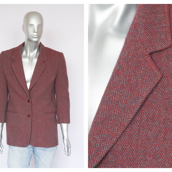 Size small Vintage mens blazer Wool blazer Plaid blazer Stylish blazer Wool jacket Casual blazer Red blazer Tweed blazer mens Clothing