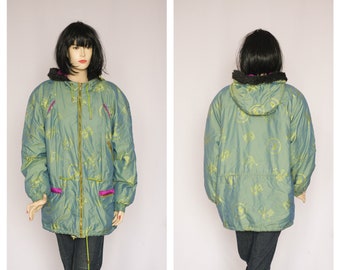 Abrigo de invierno verde de gran tamaño vintage Chaqueta de abrigo Chaqueta de esquí chaqueta de mujer Chaqueta de nieve Tamaño grande Jersey de invierno Abrigo de invierno Ropa de esquí