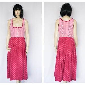 Vintage maxi long dirndl Dress Womens dress Bavarian dress Oktoberfest dress Traditional dress Country dress Holiday dress Trachten dress