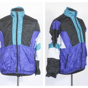 Blue jacket Vintage windbreaker 90s windbreaker Shell jacket Men&#39;s raincoat Retro jacket Men&#39;s outwear Track jacket Athletic jacket