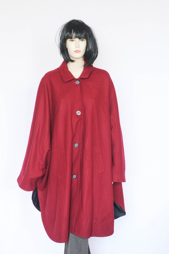 Burgunderrotes Cape Wollcape Cape Mantel Mantel Mantel Warmer