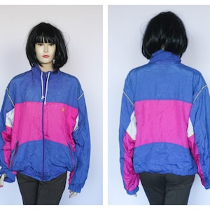 Size medium jacket Windbreaker jacket Sport top Womens jacket Dark blue jacket Athletic jacket Sport fashion 90s jacket Retro track top
