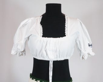 Taglia XS Camicetta Dirndl Camicetta corta Camicetta vintage Camicetta originale Top Oktoberfest Camicetta da donna Camicetta bavarese Camicetta austriaca Top bianco