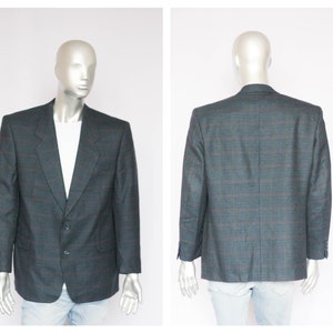 Size Xlarge Vintage mens blazer Wool blazer Plaid blazer Stylish blazer Wool jacket Casual blazer Blue blazer Tweed blazer mens Clothing