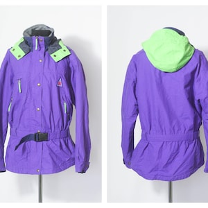 Damen Größe Medium Vintage lila-blau Wintermantel Warme Jacke Shell-Mantel Damenjacke Skijacke Schneejacke Wintermantel Skibekleidung