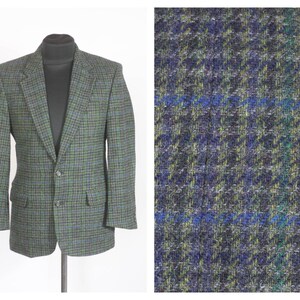 Tweed coat Blue&Green Vintage mens blazer Wool blazer Plaid blazer Stylish blazer Wool jacket Casual blazer Tweed blazer mens Clothing